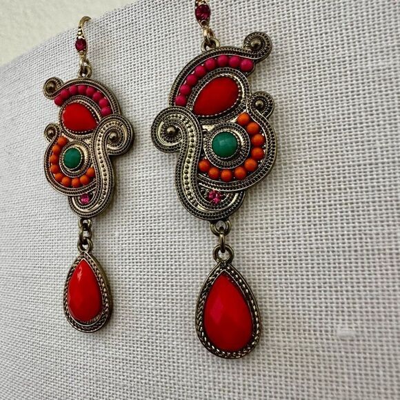 Colorful drop statement earrings - Picture 2 of 10